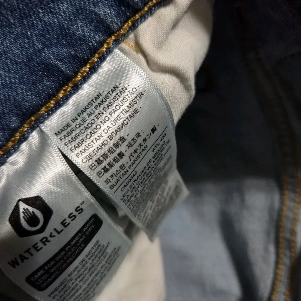 Levis 512 Jeans Mens 38x32 Blue Slim Taper Stretch Denim Medium Wash Whiskered